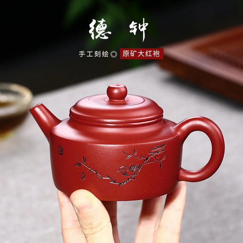 

Carved Dezhong Purple Clay Teapot Factory Wholesale Rain Medium Sand Raw Ore Dahongpao Tea Teapot One Piece Dropshipping Goods G