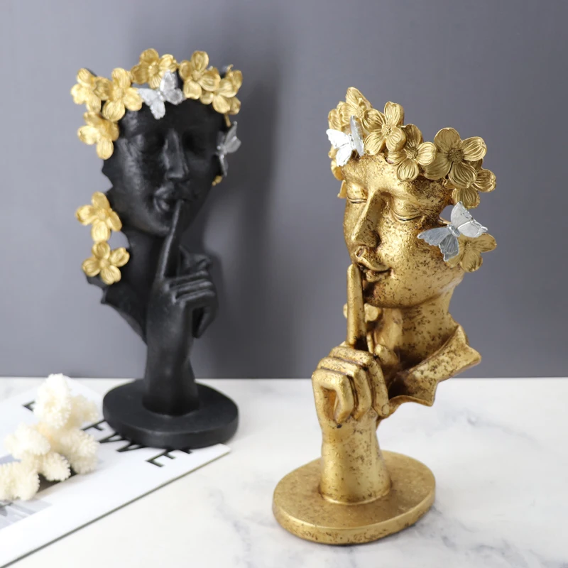 

Девушка из смолы тишина-это Золотая маска, статуэтка, абстрактные украшения, статуэтки, скульптура, ремесла, украшение для дома, украшение для гостиной