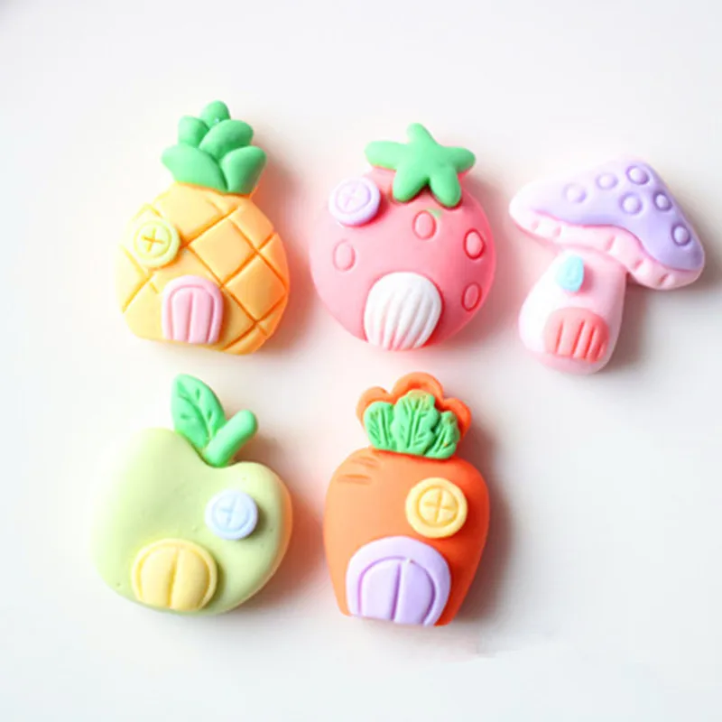 

100 шт. кавайная модель фруктового домика с плоской задней стороной, домашний декор «сделай сам», миниатюрное сказочное украшение для сада и дома, аксессуары для кукольного домика 2023