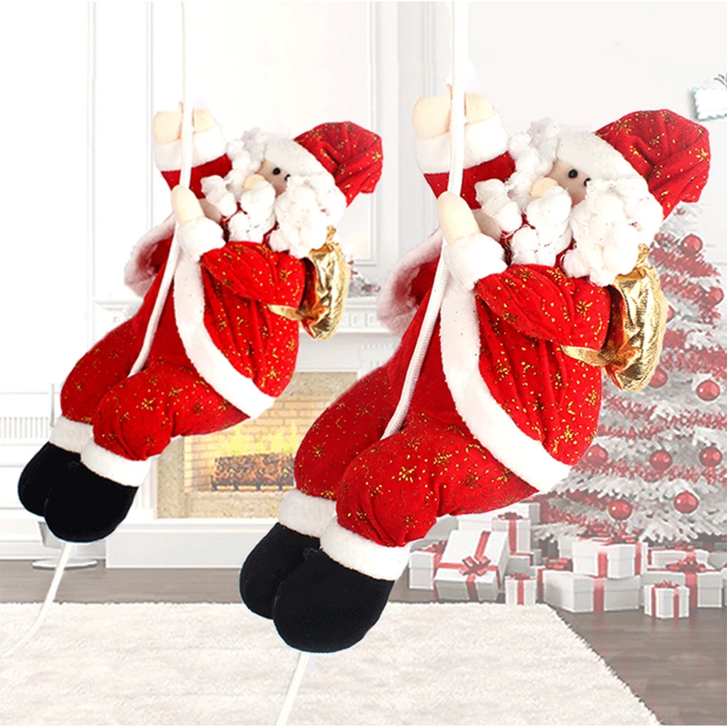 22/30/36cm Christmas Santa Claus Climbing on Rope Christmas Trees Wall Window Hanging Ornament Indoor Outdoor Party Decor