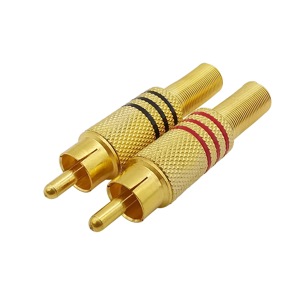 

2 шт. позолоченный штекер RCA из сплава, аудио-и видеокабель, соединитель провода, адаптер RCA без пайки с пружинным хвостом