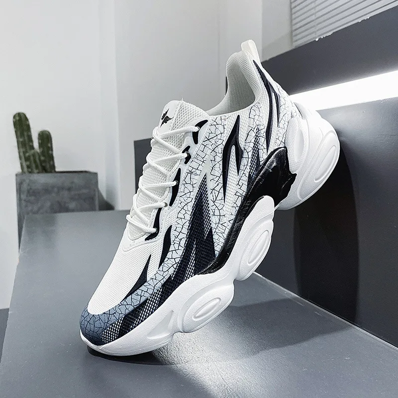 Cool Running Shoes Men Black Red Sneakers for Men New Flying Woven 4D Lightweight Men's Sports Shoes