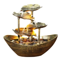 tabletop water fountain with led lights mini waterfall indoor fountain water feature synthetic resin statues home decoration