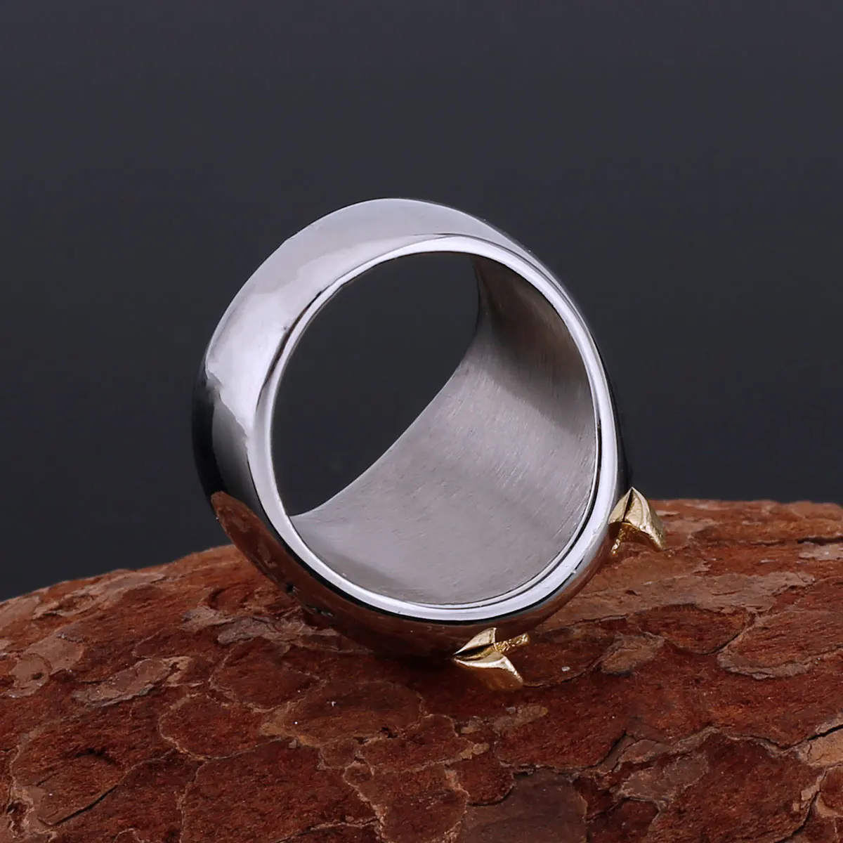 Викинг креативный дизайн золотого цвета кольцо с рунической головой волка