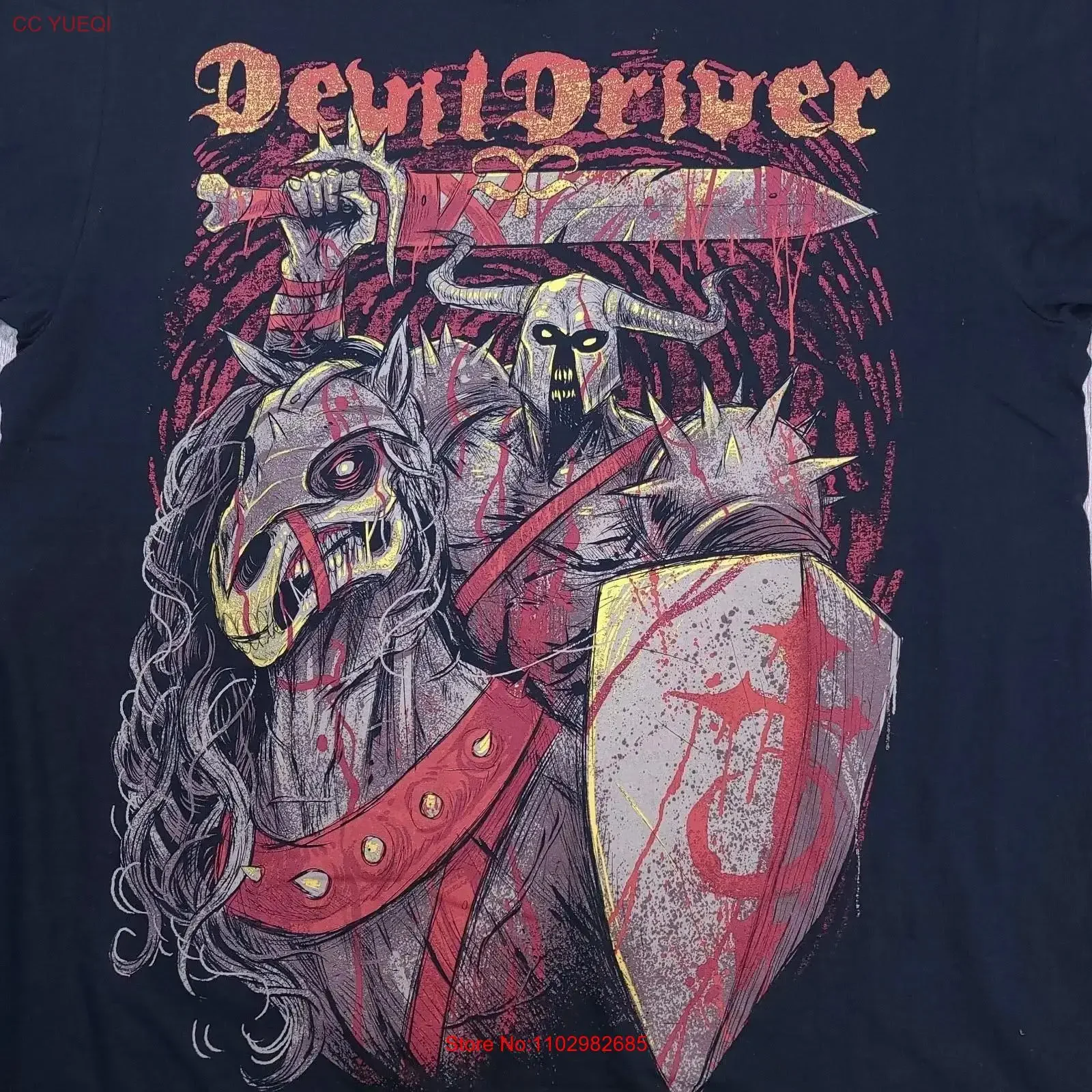 Фото Футболка Inspired DevilDriver Band Keep Away From Me, черная, размеры S-5XL, CL461, винтажная, с эффектом потертости, комфортная, слегка состаренная. №1
