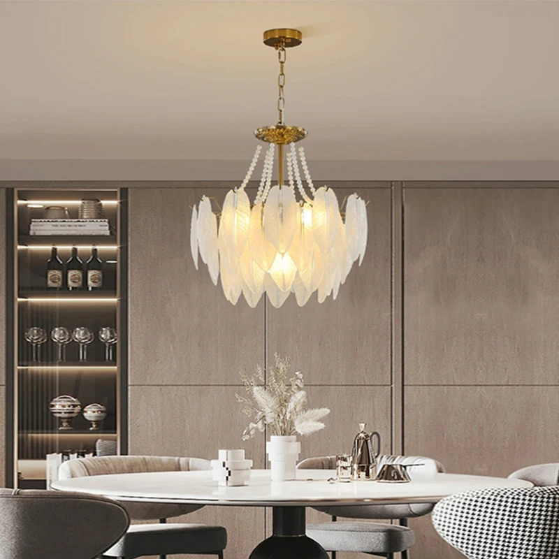 

Feather Chandelier Glass Hanging Lights for Ceiling LED Dreamlike Home Decoration Cute Home Decor lamp for Living Room