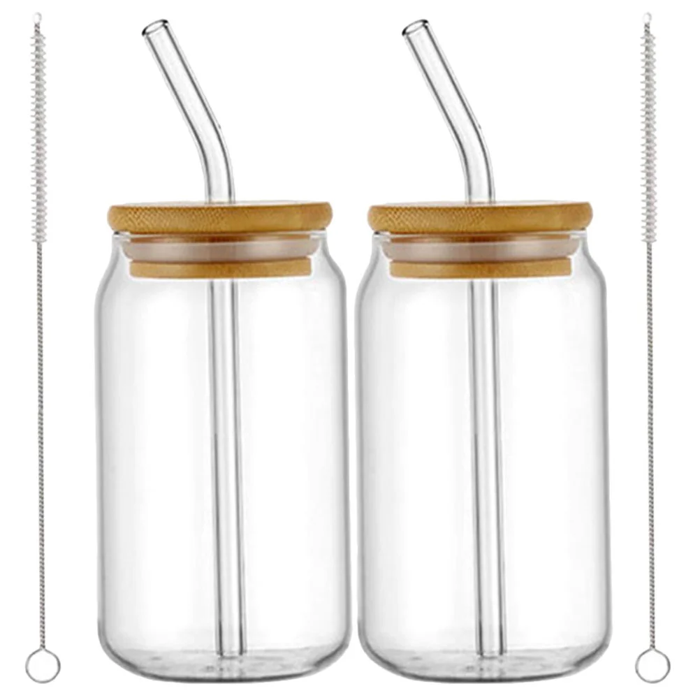 Iced Coffee Bamboo Cups Lids Straws Can Milk Drinking Glasses Beer