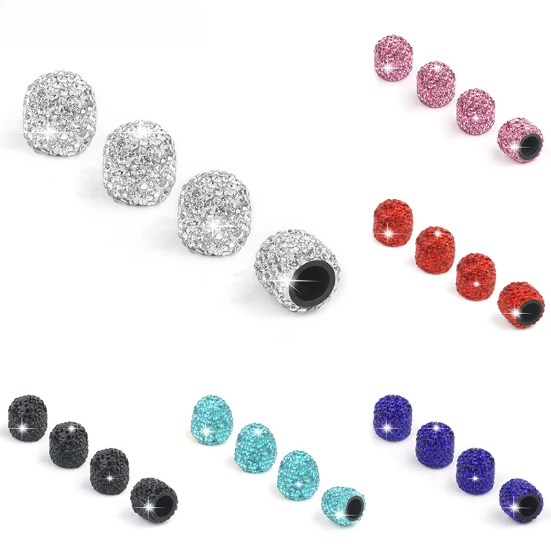 4 шт. колпачки на клапаны автомобильных шин со стразами