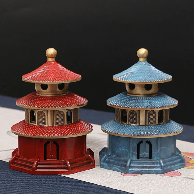 Латунная китайская Запретный город Курильница Храм Неба Древняя модель здания