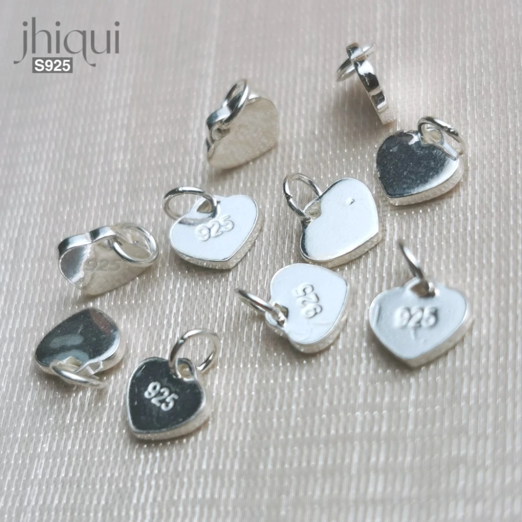 

2pcs Solid 925 Sterling Silver Heart Shape Charm for DIY Bracelet Necklace Making Fine Jewelry Finding