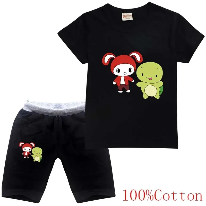 Фото ♥ Комплект одежды для девочек и мальчиков AA JJ Mikey: летние футболка и брюки, повседневный спортивный костюм из 2 предметов, футболка Maizen JJ, спортивный костюм, новинка 2026 №2
