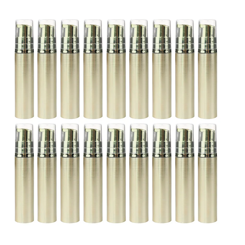 20Pcs 10ml Empty Airless Pump Bottle Luxury Gold Silver Portable Vacuum Cosmetic Lotion Travel bottle Refiilable Bottles