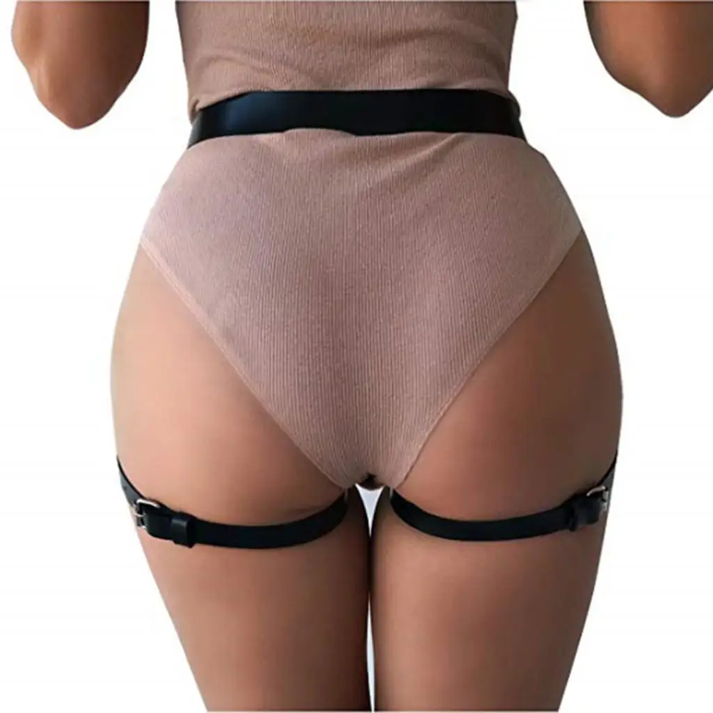 

Lady Punk Goth Leg Loop Strap Garter Harness Metal Leather Dancer Clubwear