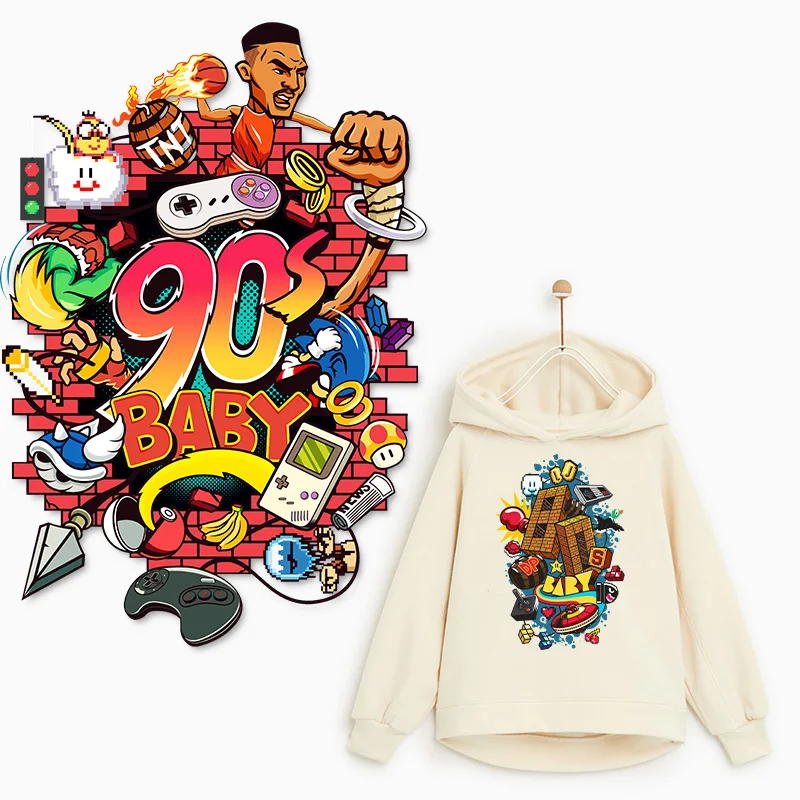 

Thermal Stickers for Clothes DIY Pixel Heat Transfer Vinyl Sticker Patch Applique Cool Nostalgic Game Iron on Patches Washable