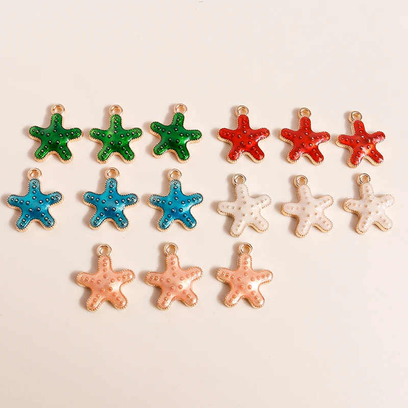 

10pcs 14x16mm Cartoon Enamel Starfish Charms Pendants for Jewelry Making Women Fashion Drop Earrings Necklaces DIY Crafts Gifts