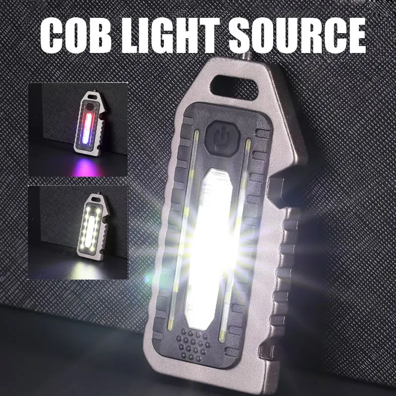 

Mini LED Flashlight Work Light Portable Pocket Flashlight Keychains USB Rechargeable for Outdoor Camping Small Light Corkscrew