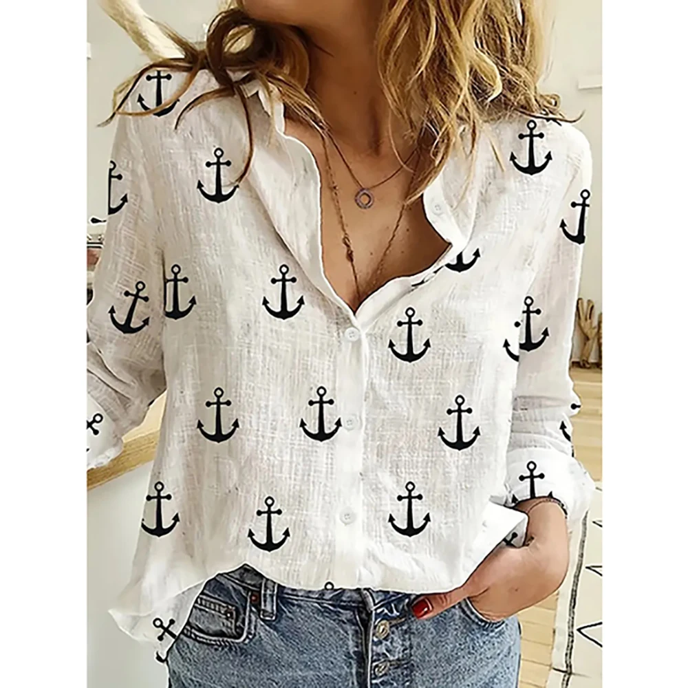 Женская блузка с отложным воротником рубашки из конопляного волокна длинным