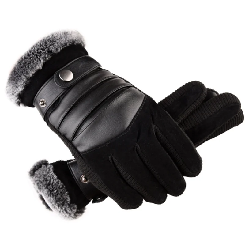 

Winter Gloves Men Real Pigskin Leather Gloves Black Warm Russia Warm Thick Driving Brand Touch Screen Gloves Luvas