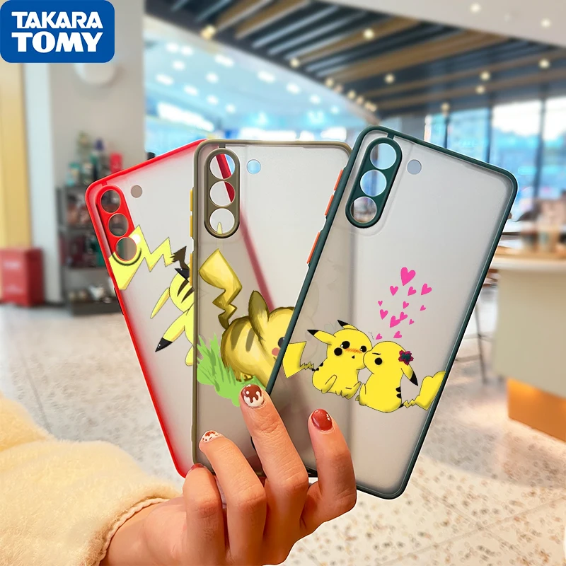 

Pikachu Cartoon Anime For Samsung Galaxy S22 S21 Ultra S20 FE Lite S10 S9 S8 Plus 5G Frosted Translucent Phone Case