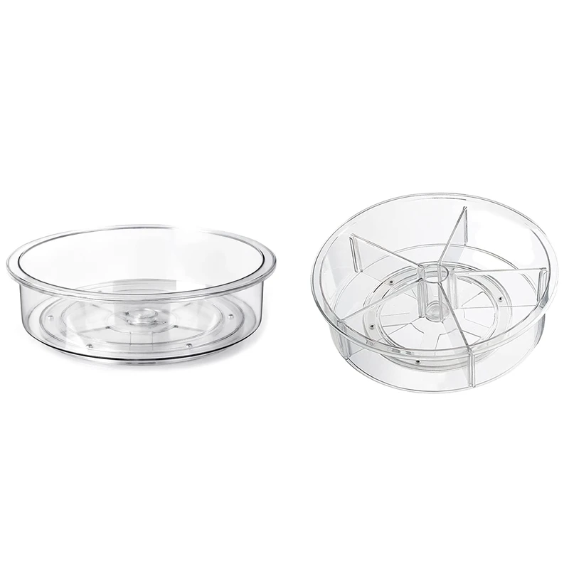 

LBER Round Plastic Spinning Organization Rotating Storage Bin For Cabinet Kitchen Countertop Fridge