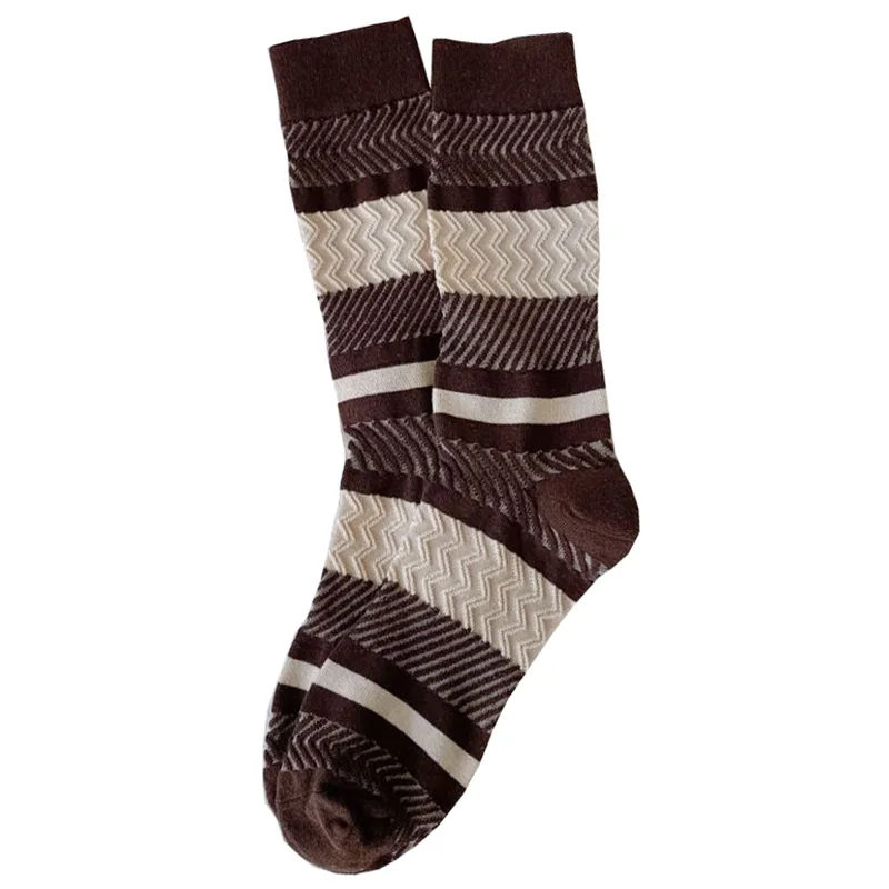 5 Pairs Socks For Women Winter Long Cotton Socks Fashion Wave Pattern Kawaii Comfortable Foot Cover Socks Female Christmas Gifs