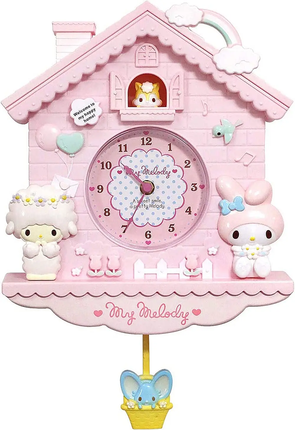 Sanrio Melody Wall Clock Hello Kitty 12 Inch Swing Kid Girl 