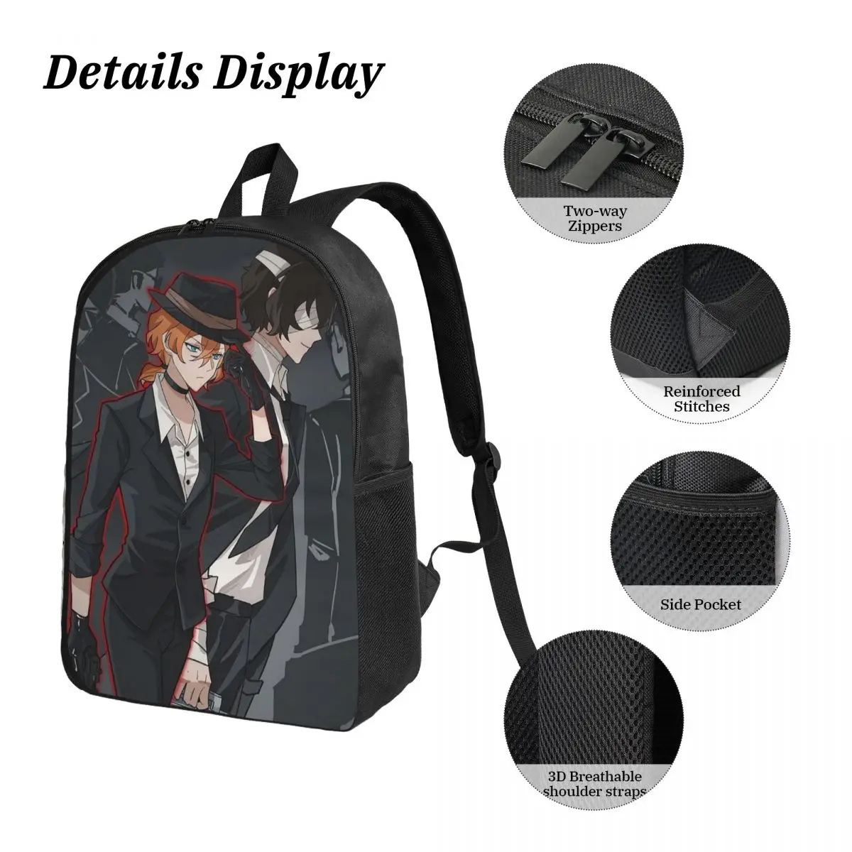 Фото Bungou Stray Dogs Wan Аниме Dazai And Chuuya Рюкзак BookBag Школьная сумка Сумки на плечо 3ps Изолированная сумка для обеда Пенал №3