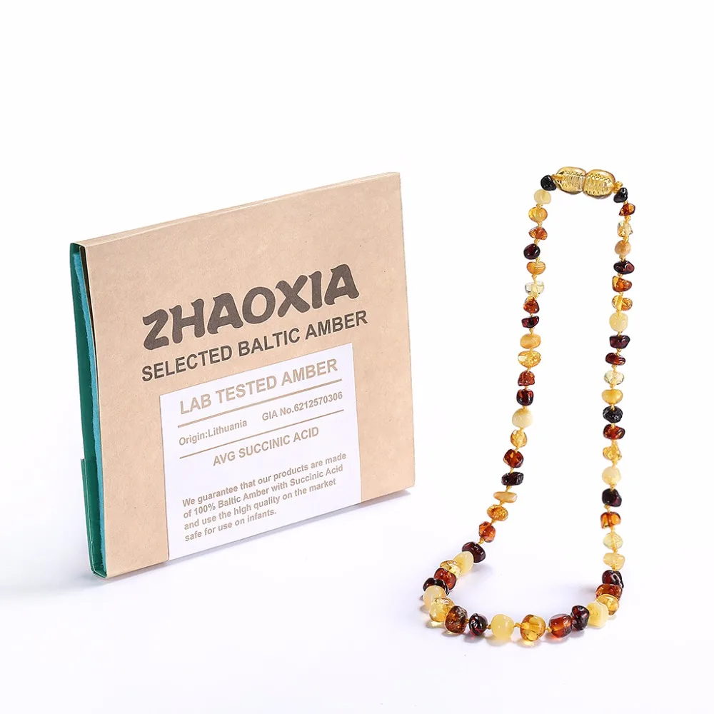 

Baltic Amber Teething Necklace/Bracelet(Multicolor) - Handmade in Lithuania - Lab-Tested Authentic - 3 Sizes