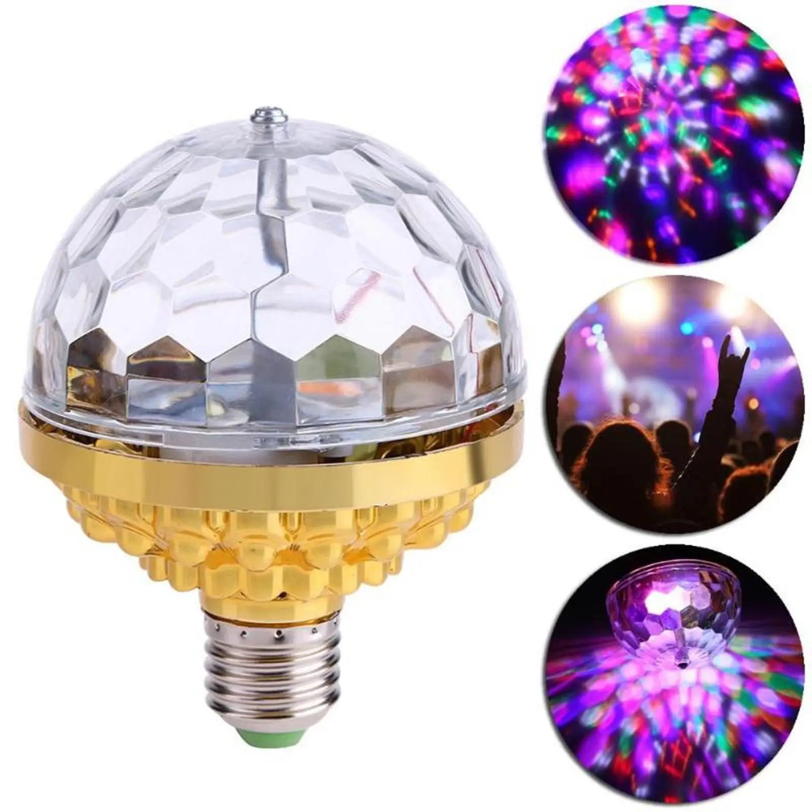 

Colorful Auto Rotating Stage Disco Light 6W LED Bulb RGB Magic Crystal Ball Lamp Bar KTV Dance Party Atmosphere Light Decoation