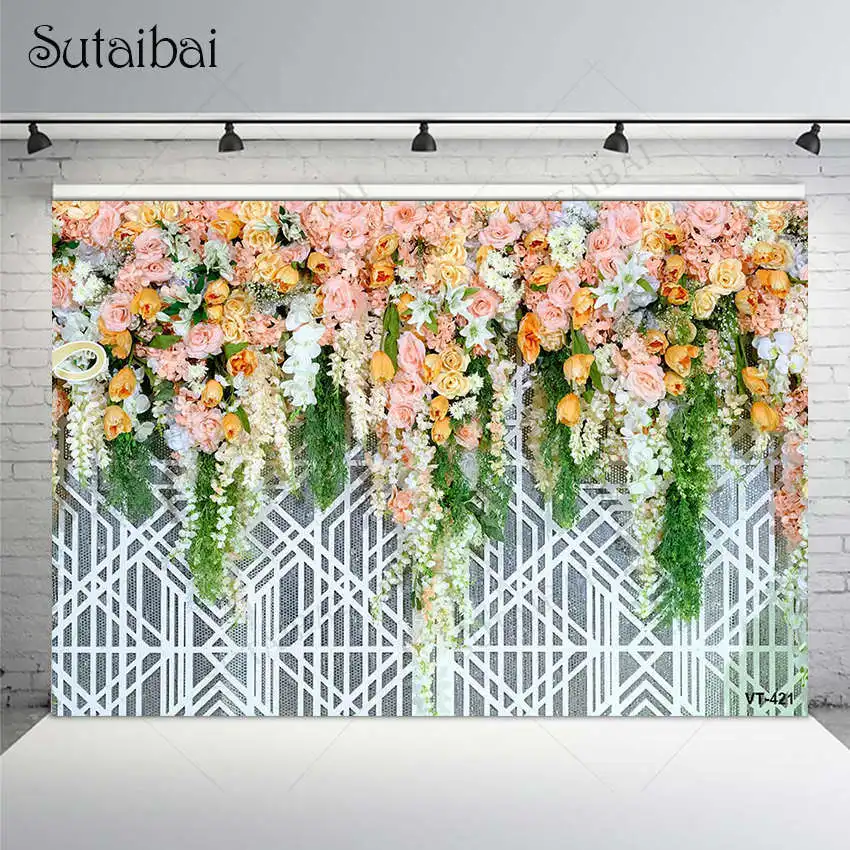 

Valentines Photography Background Decoration Mariage Wedding Flowers Grass Love Party Photograpic Decor Photo Props for Studio