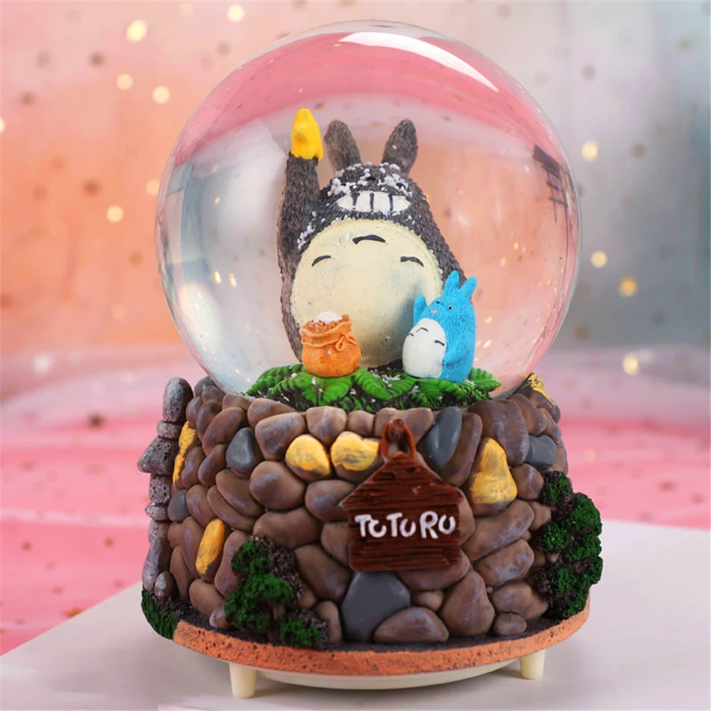 Totoro музыкальная шкатулка в виде хрустального шара автоматический плавающий снег
