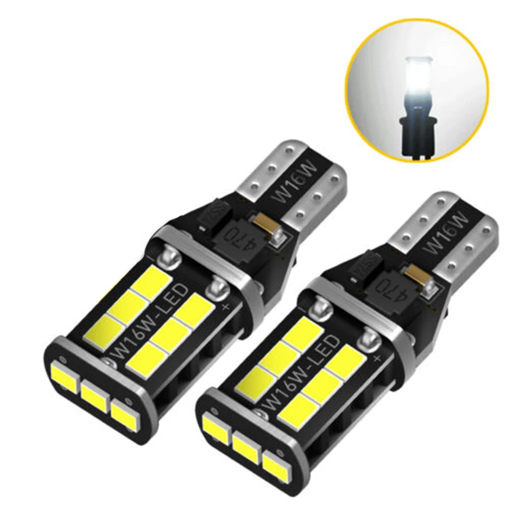 

2pcs LED Reversing Light Brake Light T15 2835 15SMD Canbus W16W Super Bright 6K High Brightness, Low Power Consumption