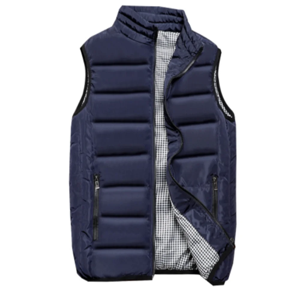 2020 Autumn Wnter New Men's Slim Fit Large Size Cotton Jacket Thick Down Cotton Vest Men's Thermal Vest Candy Color