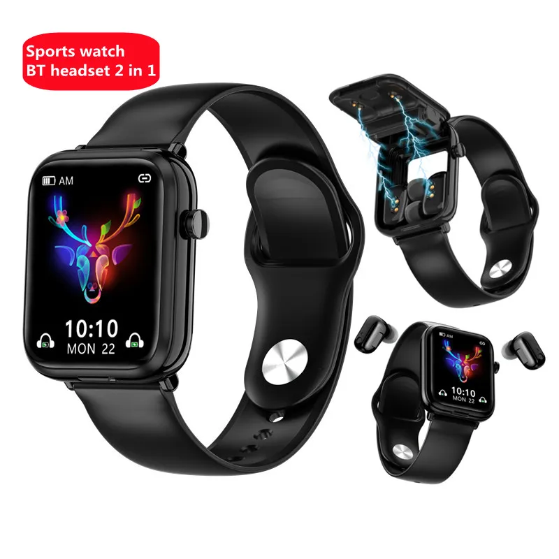 Мужские новые TWS Bluetooth-наушники умные часы 2 в 1 сенсорный экран 69 дюйма IP67