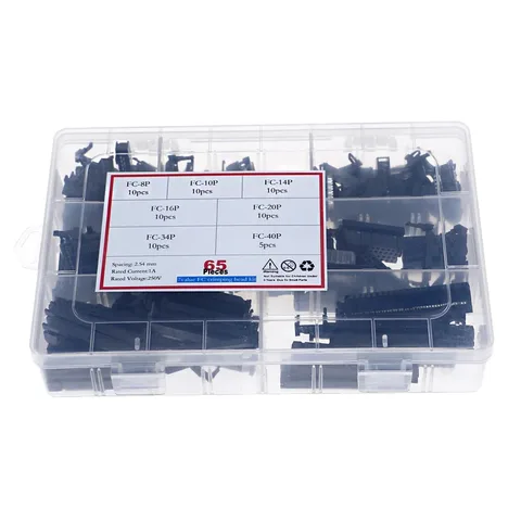 FC-8 10 14 16 20 34 40-контактный гнездовой разъем Комплект разъемов IDC с шагом 2,54 мм Плоские полосовые кабели Разъемы IDC Ассорти набор