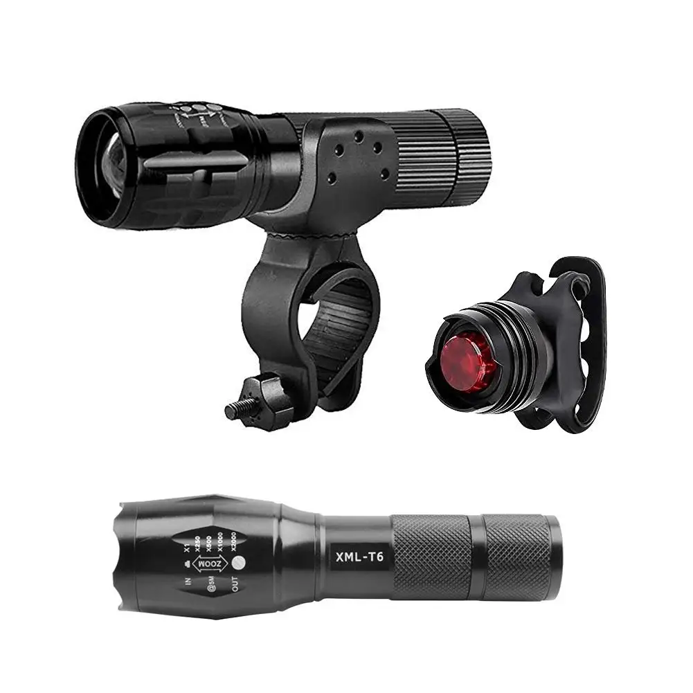 

Hot Sale Bicycle Lights Delicate Texture Aluminum 1000lm Bicycle Headlight+Taillight Bike Waterproof XML-T6 LED Rear Lamp