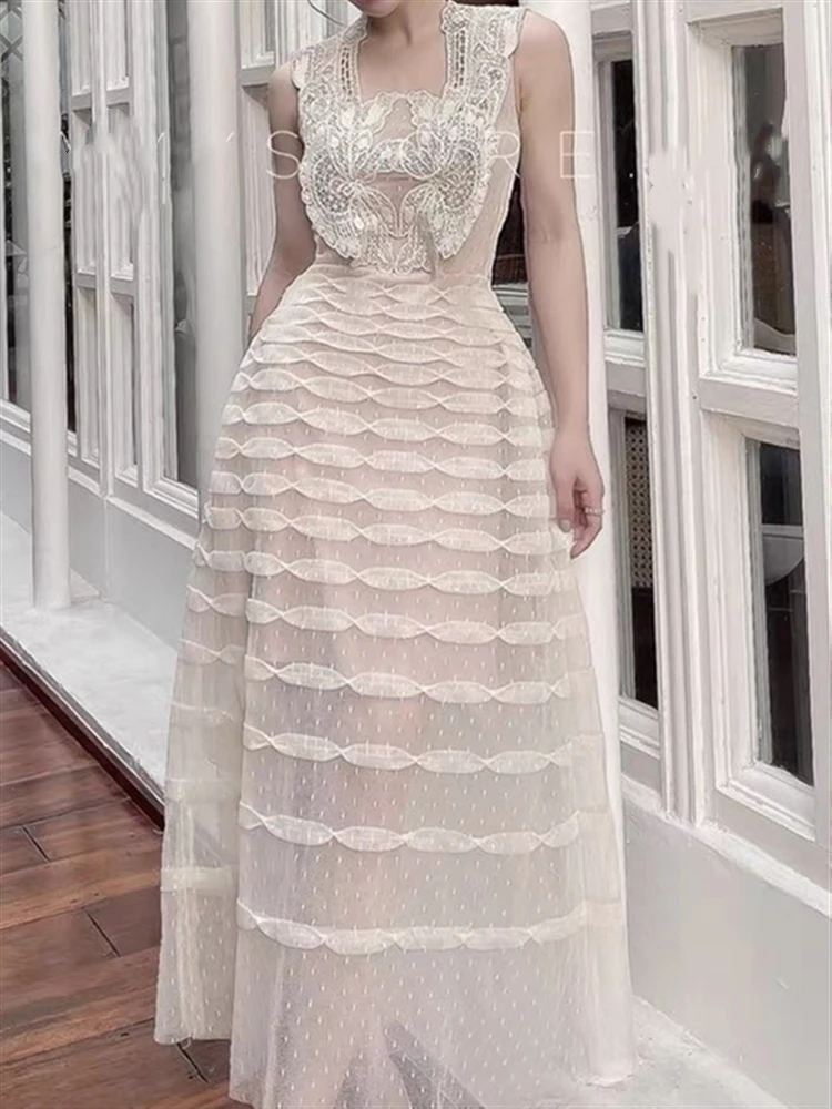 Однотонный сарафан женские пляжные платья с вышивкой подиумное платье без