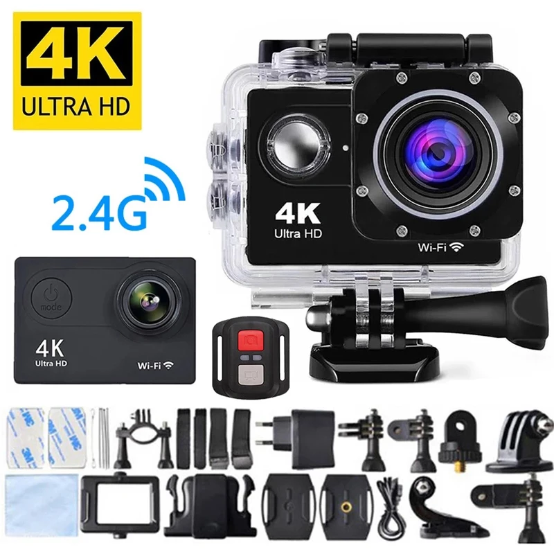 

Экшн-камера Ultra HD 4K, экран 2,0 дюйма, Wi-Fi, 170D, 30 м