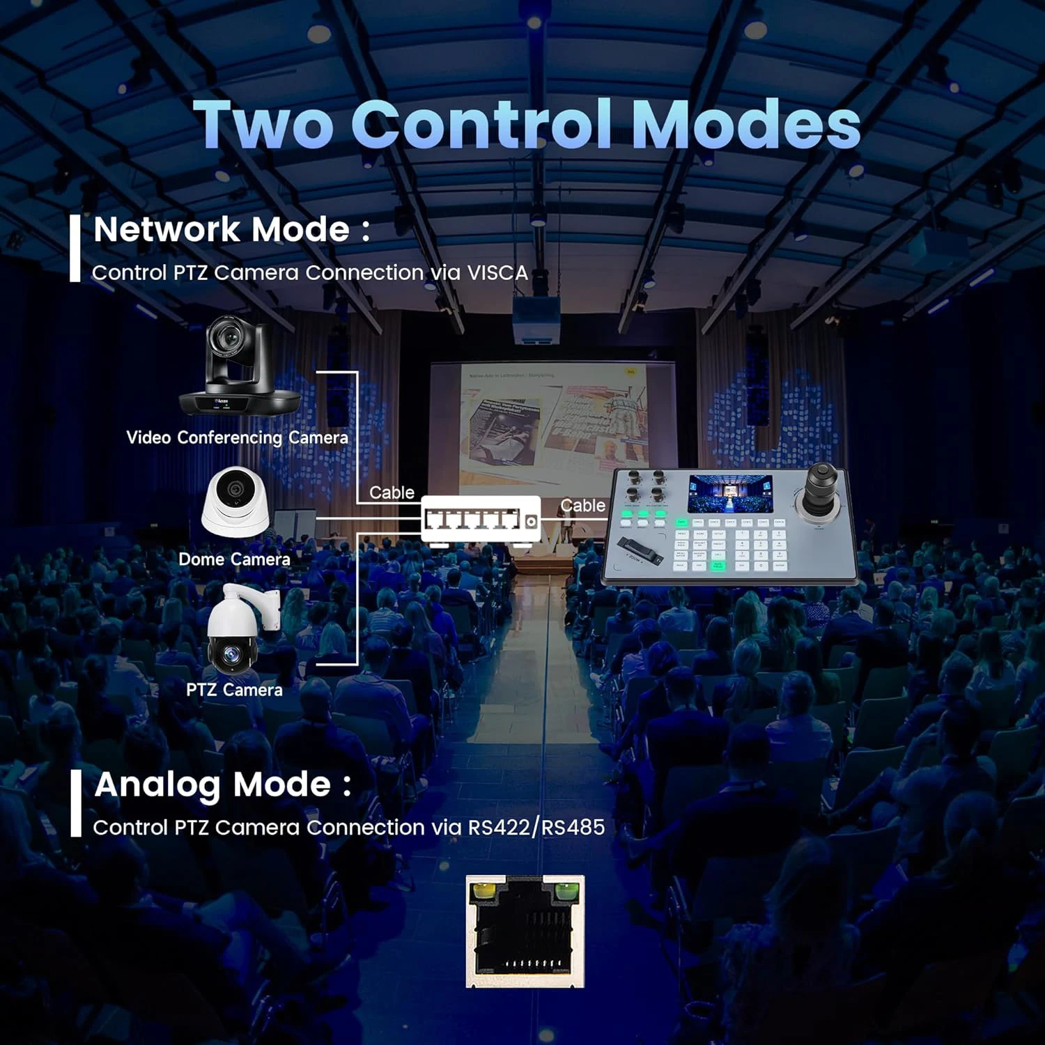 Фото Контроллер PTZ-камеры TEVO KB200PRO 4D POE с USB-джойстиком для IP-камер NDI №4