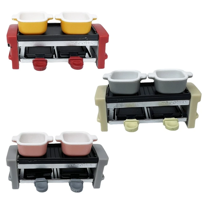 

Mini Barbecue Grill with Bowls Decor Skewer Girls Decorative Ornaments Toy Portable Exquisite Appearance Furniture