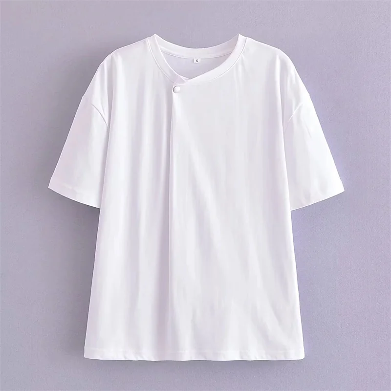 

Однотонный плиссированный топ с коротким рукавом и пуговицами, лето 2023