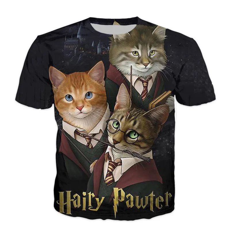 

New Funny Animal Cat Dog graphic t shirts Summer Fashion Casual Trend Interesting Round Neck Tees 3D Printed streetwear Tops Men