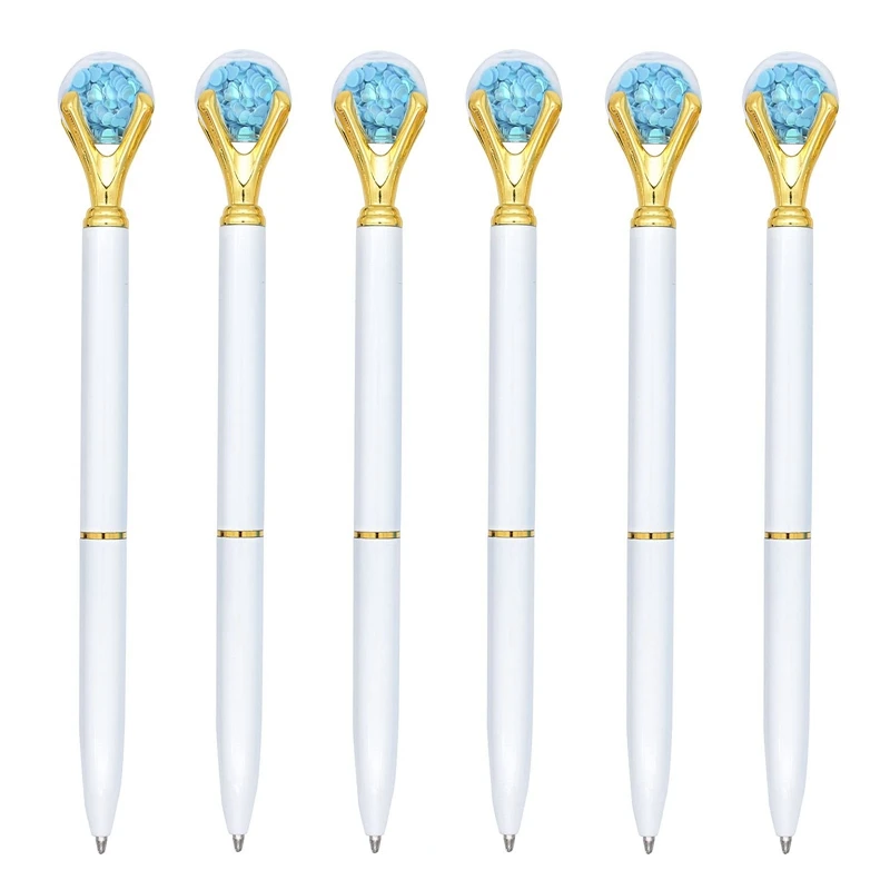 

6 PCS Metallic Ballpoint Pens Black Ink 1 Mm Medium Point Fun Pens For Women Students Teachers Office