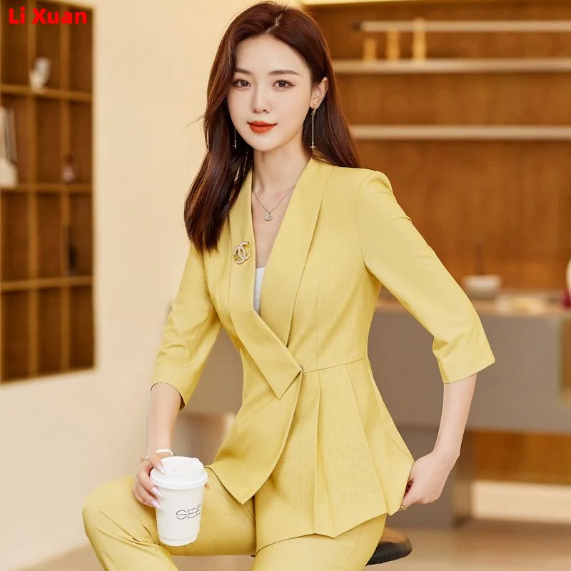 Superior Quality Spring Summer Formal Ladies Fashion Blazer Women Business with Sets Work Wear Office Casual Pants Jacket Suits