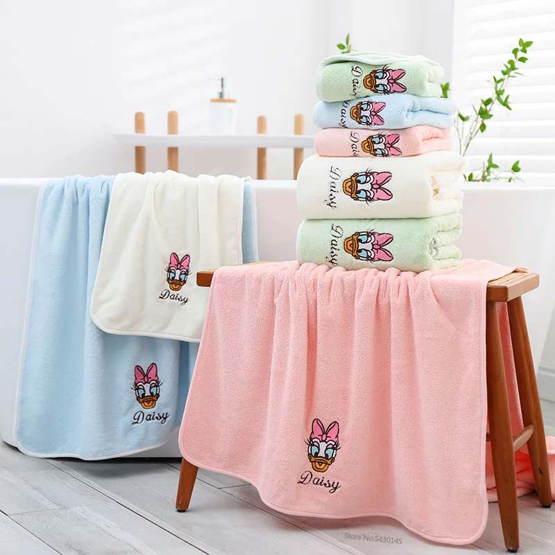 Disney Kids Adult Bath Towel Sets Breathable Gauze Cloak Beach Towel Donald Duck Daisy Cartoon One Bath Towel One Towel 2pc/Set