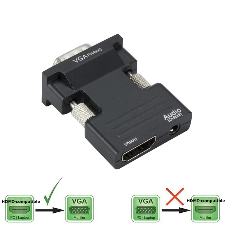 

HDMI-compatible to VGA Male Converter with Audio Adapter Support 1080P Signal Output for PC Laptop TV Monitor Projector
