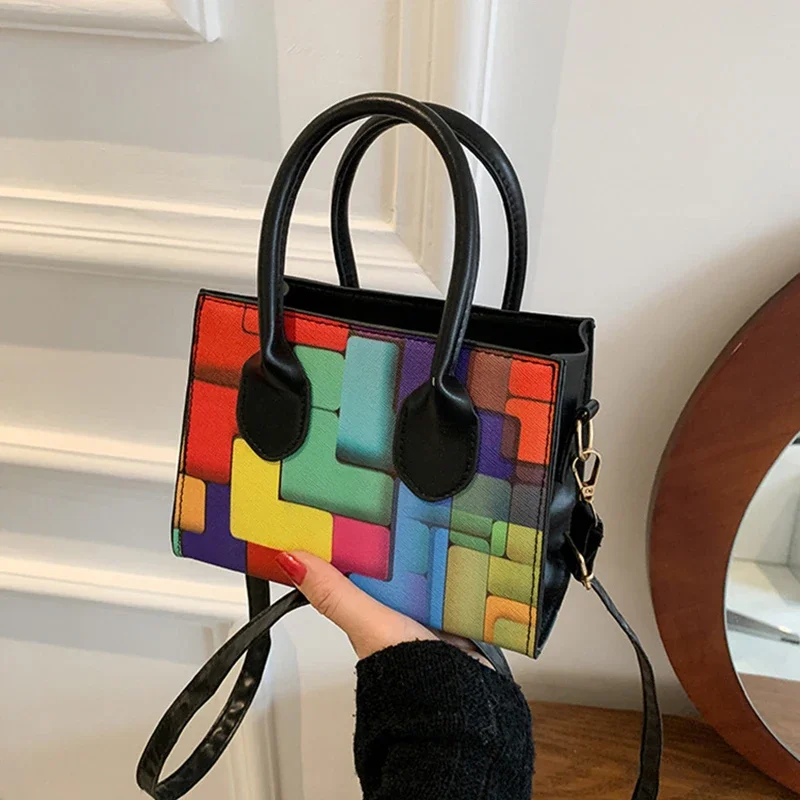 

Women Shoulder Bag Croyance Multicolors Small Crossbody Square Handbag Purse PU Leather Totes Bag