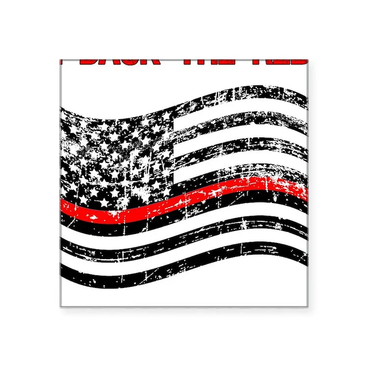 

Красный флаг Пожарника, жены, наклейка с американской поддержкой, квадратная наклейка для ноутбука, автомобиля, милое мультяшное искусство, модный чемодан для общественных мест