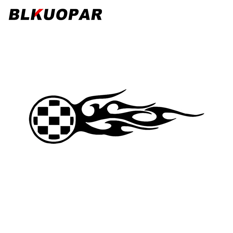 

BLKUOPAR круглая черно-белая клетка с пламенем, автомобильная фотопленка, Солнцезащитный резак, холодильник, автомобильные аксессуары