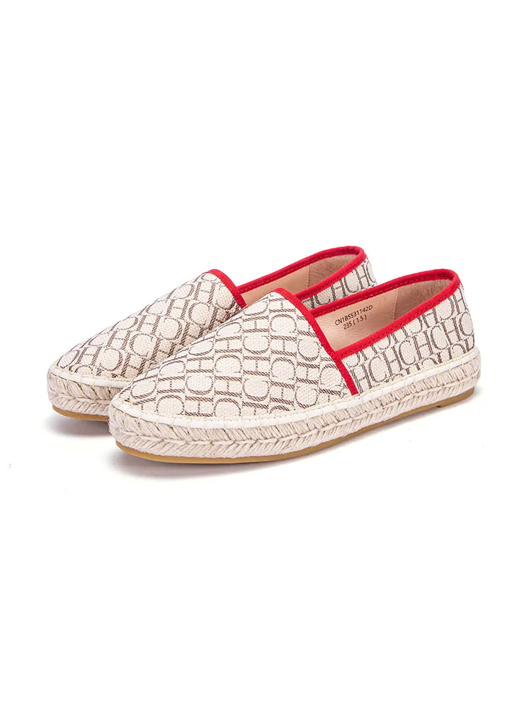 CHCH 2023 Luxury Brand  Flats  Women Lattice Round Toe fisherman shoes Cloth Woven Straw Casual Comfortable Female loafer Shoes